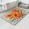 3D Floral Bath Mat Diatomaceous Earth Absorbent Floor Mat Anti Slip Realistic Oil Painting Flowers Bathroom Rug for Home Entrance Shower Kitchen