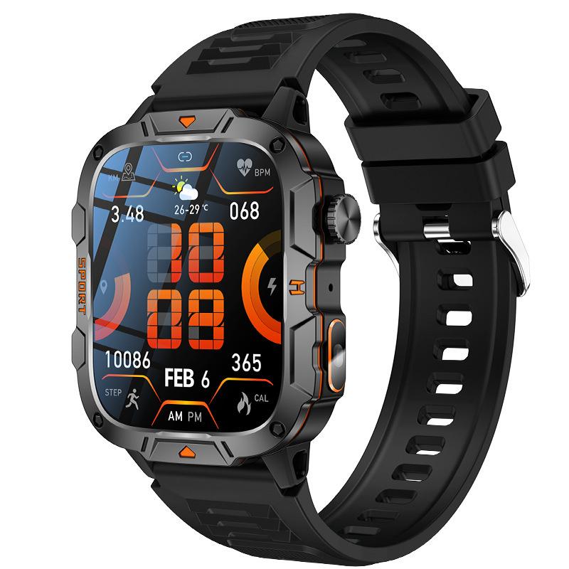 QX12 Smart Watch LED Flashlight 1.96inch Large Screen Bluetooth Calling AI Voice SOS Men Women Smartwatch Sports Fitness Tracker