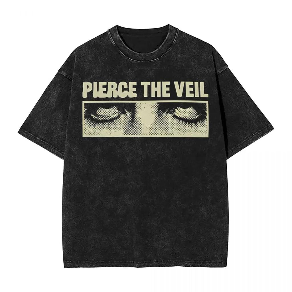 Pierce The Veil 2026 Tour Ausgewaschenes T-Shirt Streetwear Vintage T-Shirt Rockband T-Shirts für Männer Frauen Kurzarm Harajuku Bedruckt