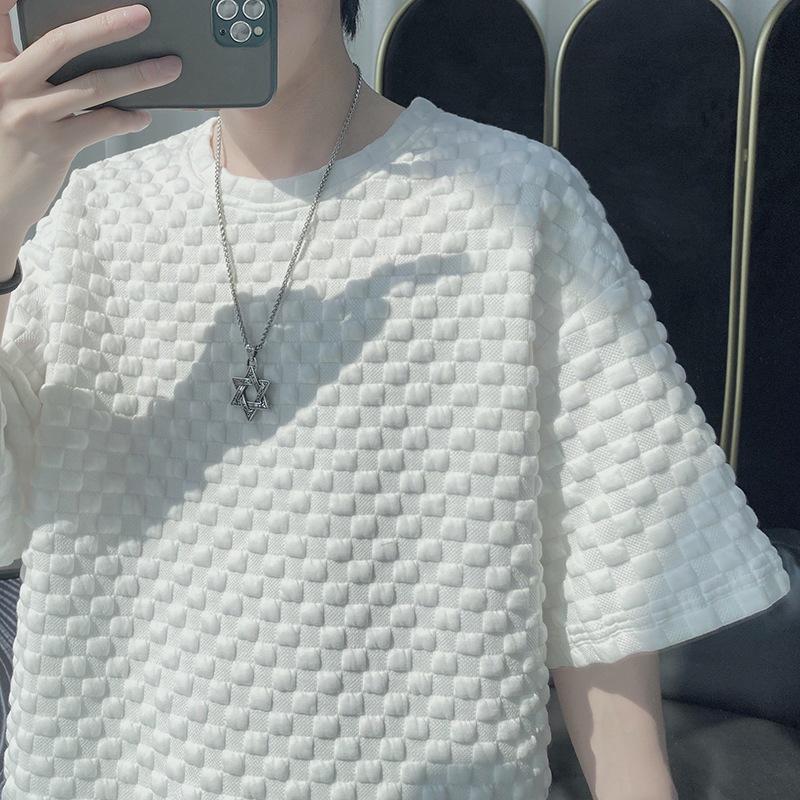 

Футболка с коротким рукавом в клетку 3D Hongxinjie - Высококлассный, свободный, универсальный дизайн для студентов 3XL белый