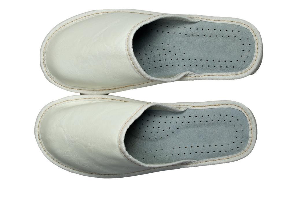 Women's covered leather slippers, white women's silent shoes 41