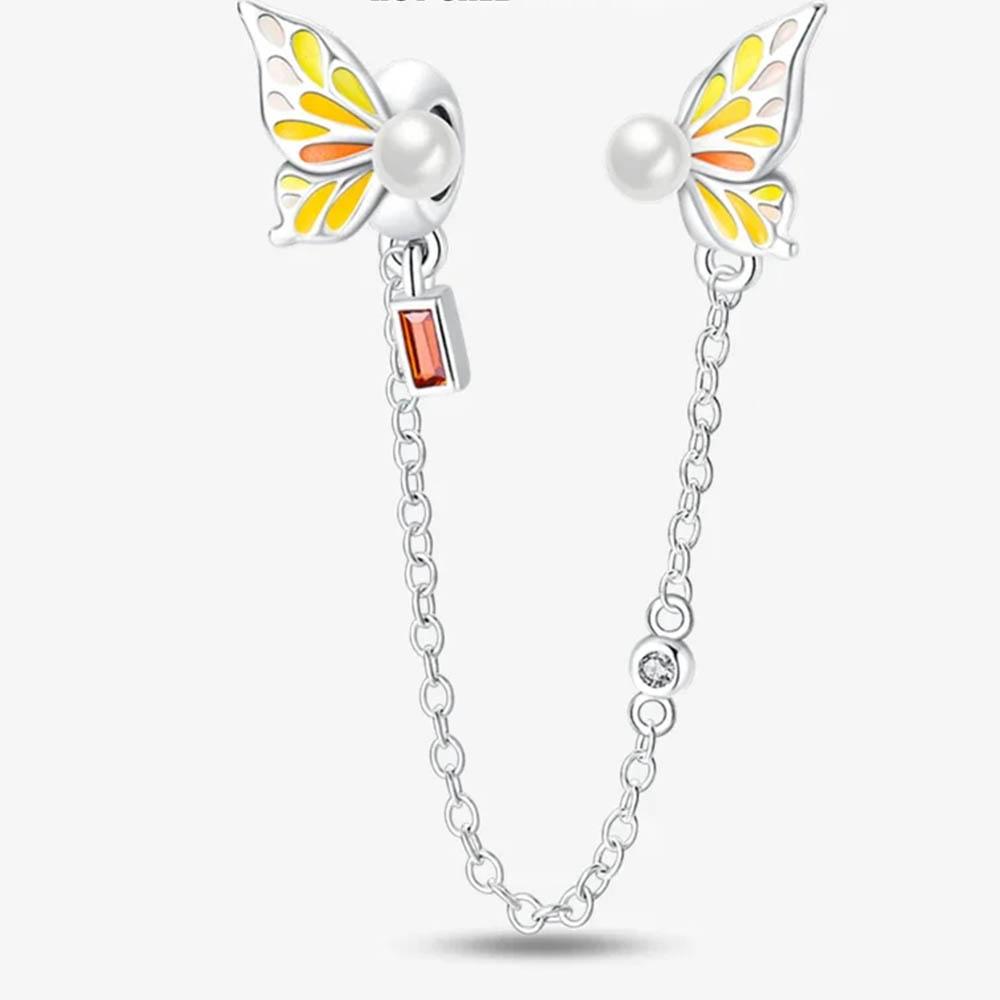 New In Color Zircon Angle Round Clip Bead Fit Pan Original Bracelet Women Copper Safety Chain Jewelry Gift