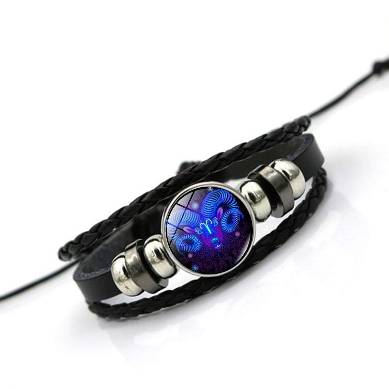 12 Constellation Time Gem Bracelet for Men and Women, Birthday Gift Trend Hand-woven Beaded Bracelet Personalized Jewelry