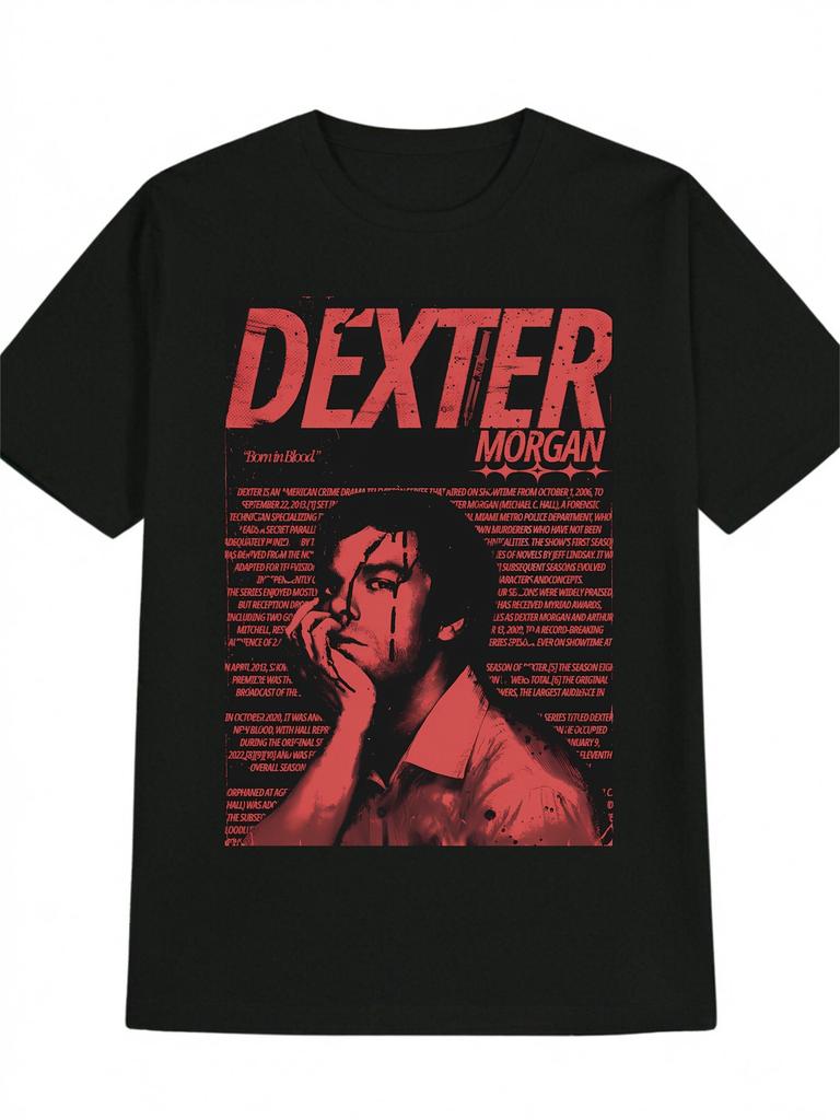 Klassische TV-Serie Dexter Print T-Shirt Lässig Baumwolle Retro T-Shirt Herrenmode Übergroß Streetwear Unisex