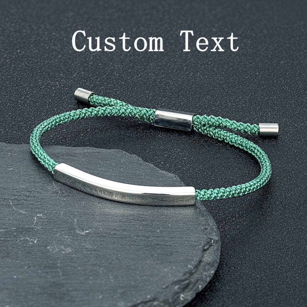 Men Women Punk SOS Custom Engrave Text Adjustable Thin Rope Bracelet customize Stainless Steel ID Bracelet