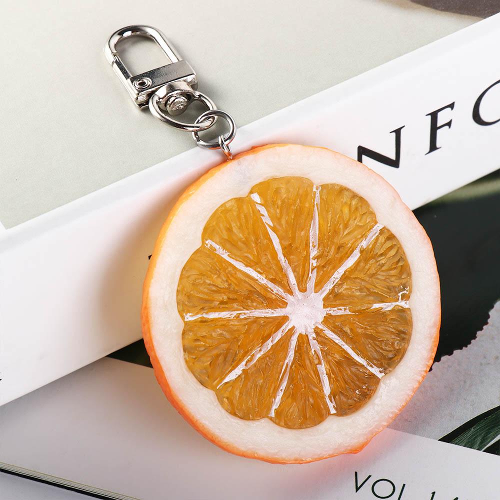 Orange Slice Lemon Slice Key Chain Food Simulation Food Key Ring Cute Hot-dog Pendant  Girls