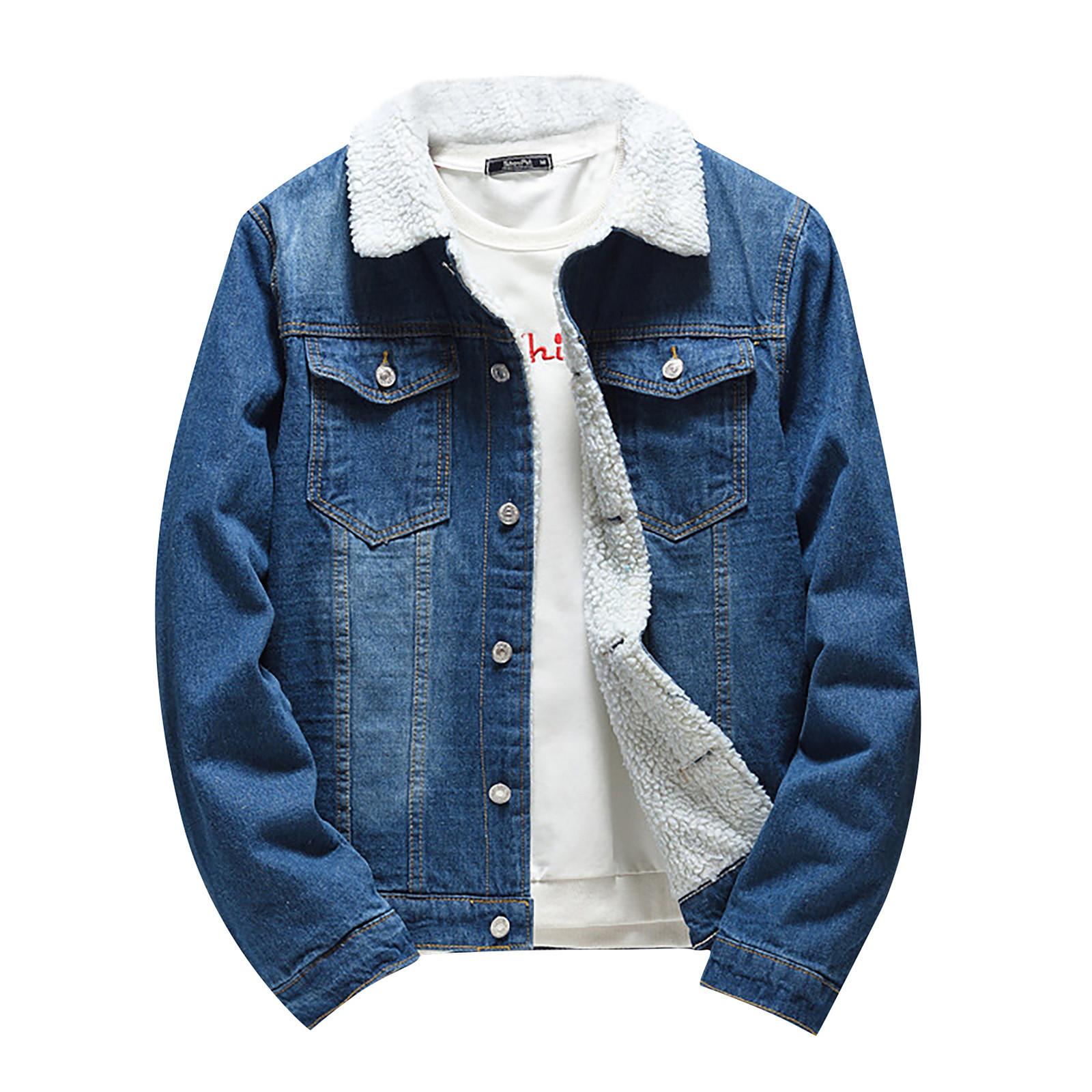 

Men s Winter Pocket Button Flick Denim Fashion Loose Jacket Top Coat XXXL