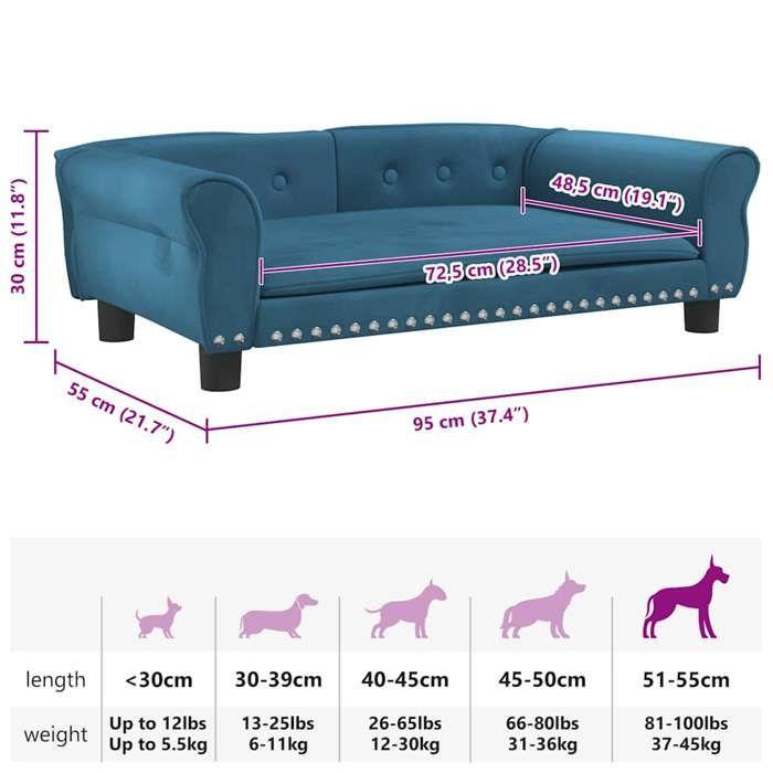 VidaXL Dog Bed, Pet Sofa with Wooden Frame, Basket for Puppies Indoor House, Blue 171810