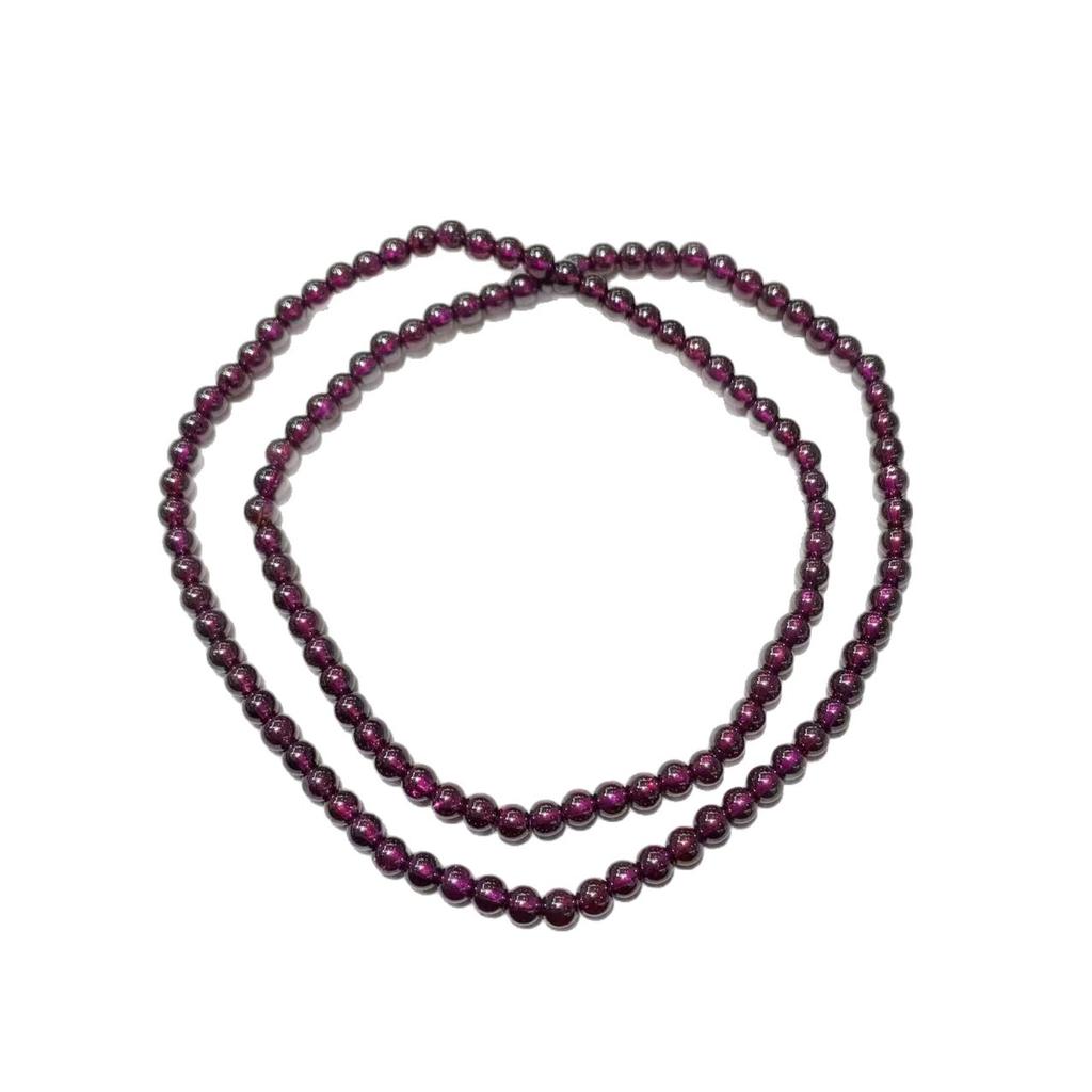 Natural Champagne Garnet Beaded Bracelet Women's Three-Circle Purple-Teeth-Black Multi-Layer Crystal Jewelry Gift for Girlfriend