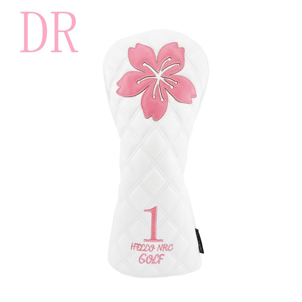 Head Cover Driver 440cc 460cc Golf Cover Wood Cover Utility Golf Head Cover UT Waterproof Sakura (White, DR)