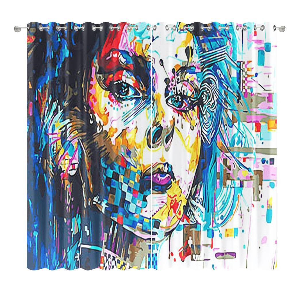 African American Female Curtain Fabric Bedroom Living Room Balcony Blackout Curtain Office Hotel Insulation Curtain