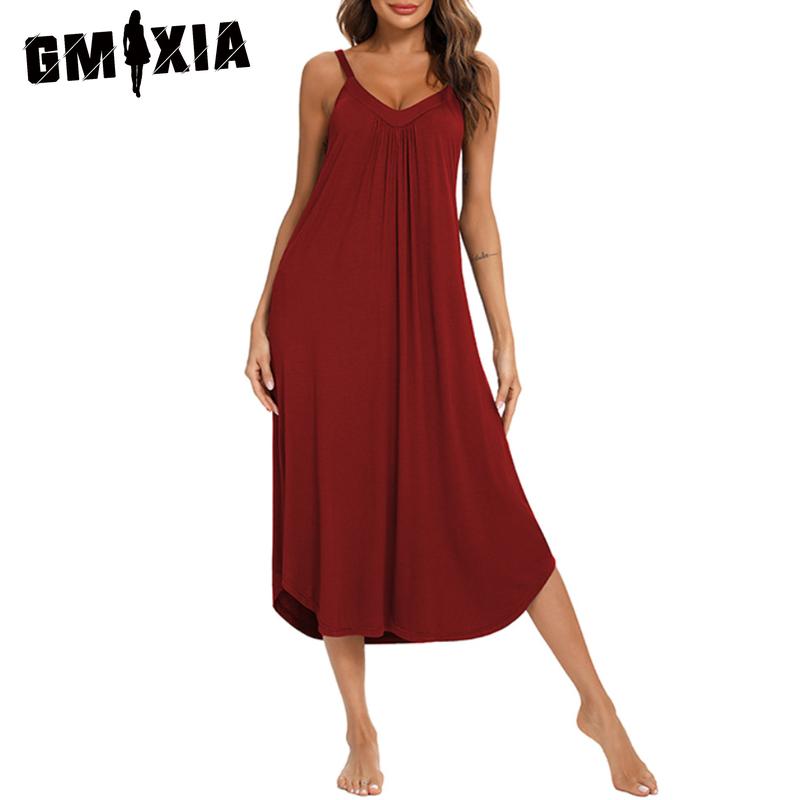 GMXIA Letní domácí oblečení dámské sexy tílko pohodlné volné noční košilky