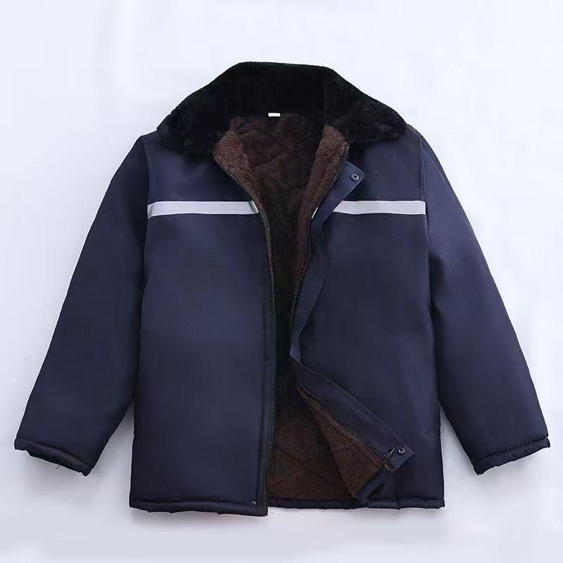 Winter Plus Velvet Thickened Work Jacket - Warm, Reflective, and Dirt-Resistant Cotton Jacket for Men and Women