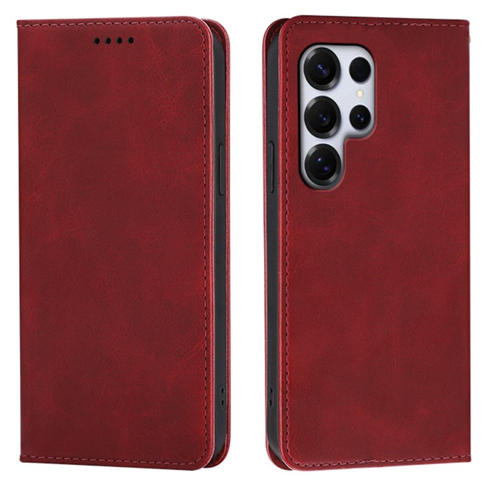 

Для Samsung Galaxy S24 Ultra Чохол-гаманець Шкіряний чохол для телефону з текстурою телячої шкіри з прихованою магнітною застібкою Red