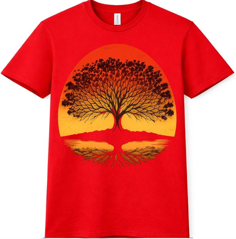 Tree of Life T Shirt Sunset Spiritual Nature Silhouette Graphic Tee Top S