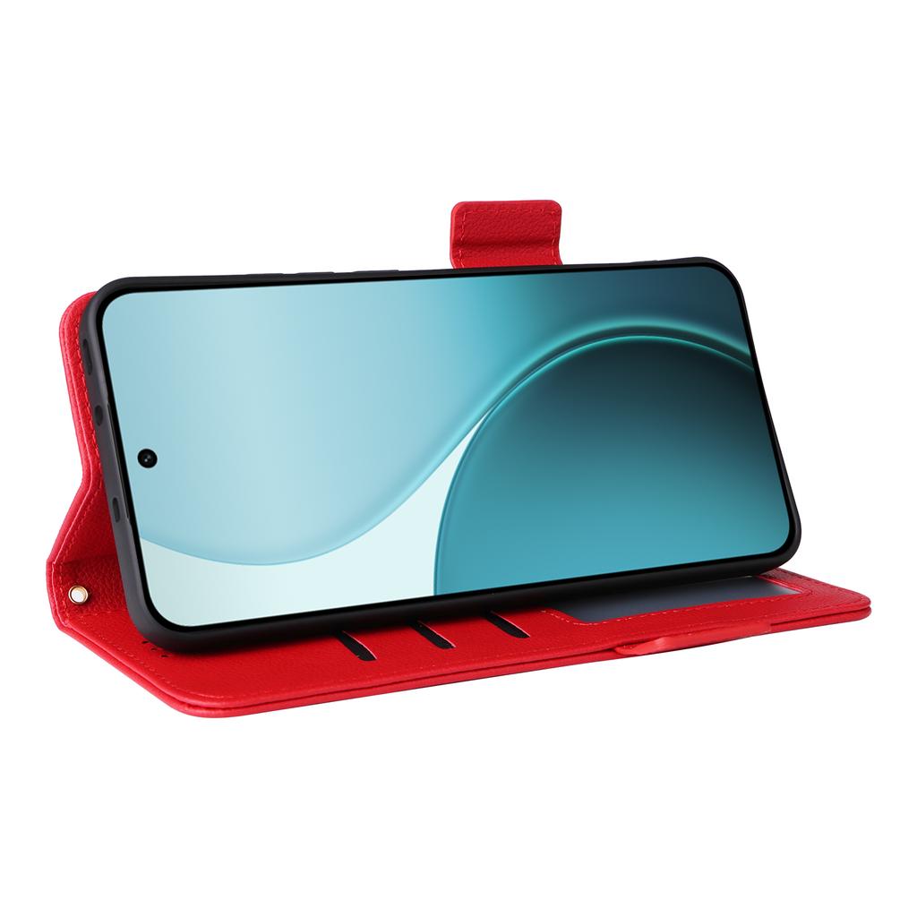 For Oppo Reno14 5G (Global) Case with Wrist Strap Litchi Texture PU Leather Wallet Phone Cover