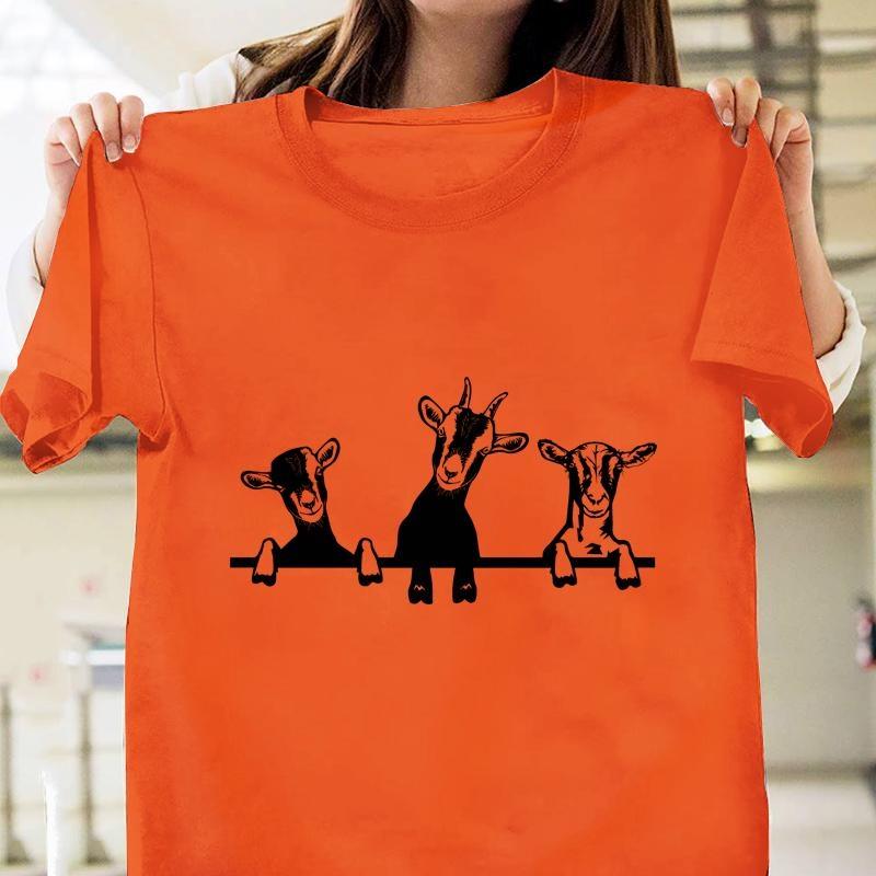 Funny Sheep Pattern Printed T-Shirt Fashion Funny Casual Loose Sheep Round Neck Short Sleeve Shirt Cute Sheep T-Shirt