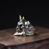 Huajie Men's Gothic Tokyo Style Yaksha Skull Mask Design Rings Two Tone Sheep Horn Hip Hop New Ring  Trend