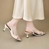 Fashion 2025 New Women French Peep Toe Slingback Sandals Thin Heel Square Toe Middle Heels Dress Shoes Sexy Office Work Pumps for Summer