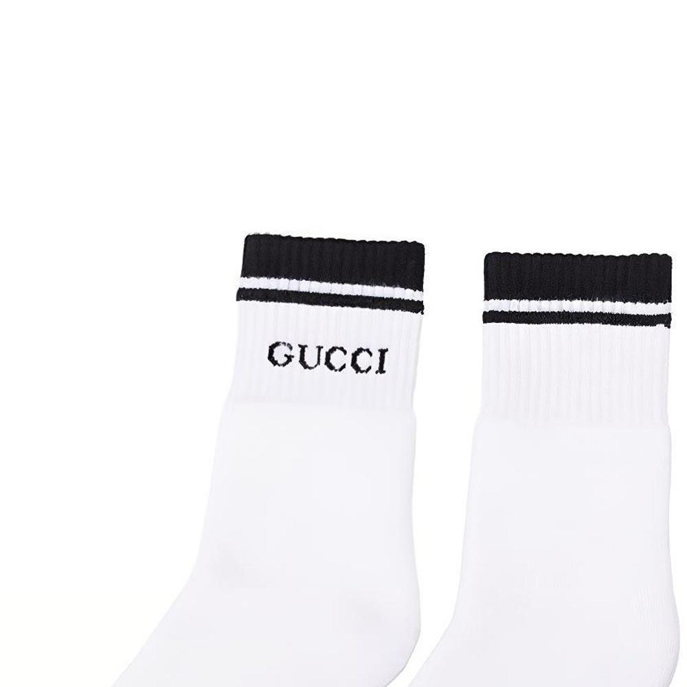 Gucci Logo-intarsia Cotton-Blend Socks 'White Black' Men's 496493-4G293-9000