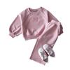Children's Korean-Style Autumn Casual Girls' Two-Piece Set with Round Neck Sweatshirt