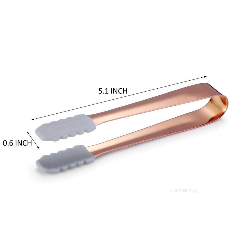 1pcs Stainless Steel Anti-skid Silicone Ice Clip Food Bread Clamp Food Grade Tongs Multipurpose Durable Clamp Sugar Cube Tongs