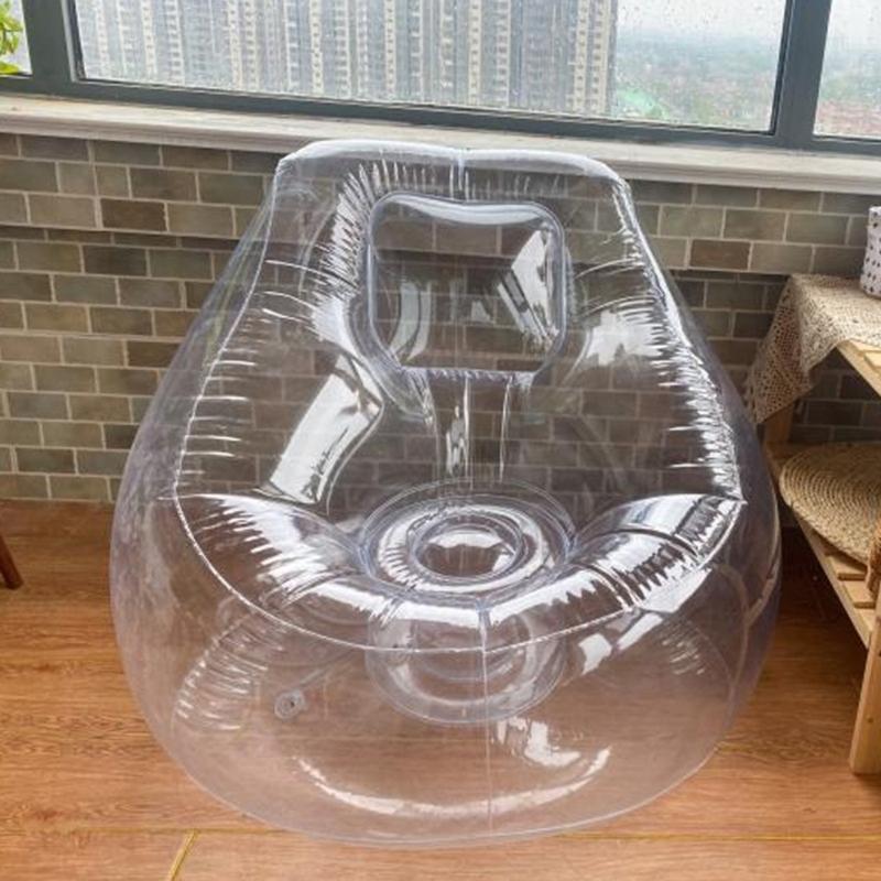 Transparenter aufblasbarer PVC-Sofastuhl Robuste Ausführung Ergonomisches Design Luftsofa zur Entspannung Außenbereich Garten Poolseite