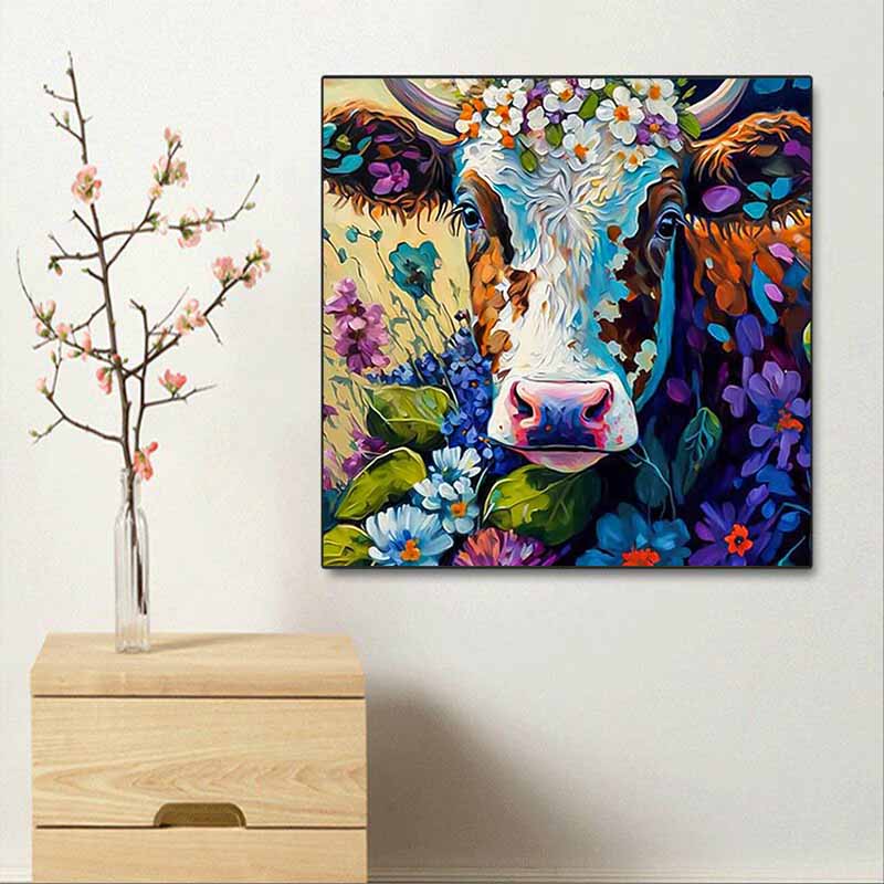 New Arrival 5D DIY Full Circle Diamond Painting "Painted Cow" Embroidery Cross Stitch Home Decor Gift