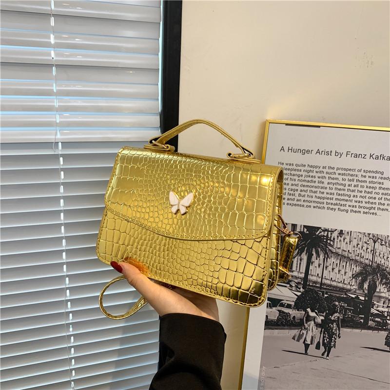 

2025 new niche indentation design women s bag, foreign-style texture butterfly underarm bag, fashionable and simple shoulder messenger bag золотой