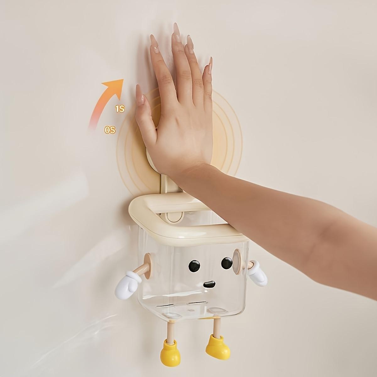 

Cartoon Bathroom Toothbrush Holder, Wall-Mounted No-Drill Suction Cup Storage Box, Cute Home Decor for Washbasin Accessories
