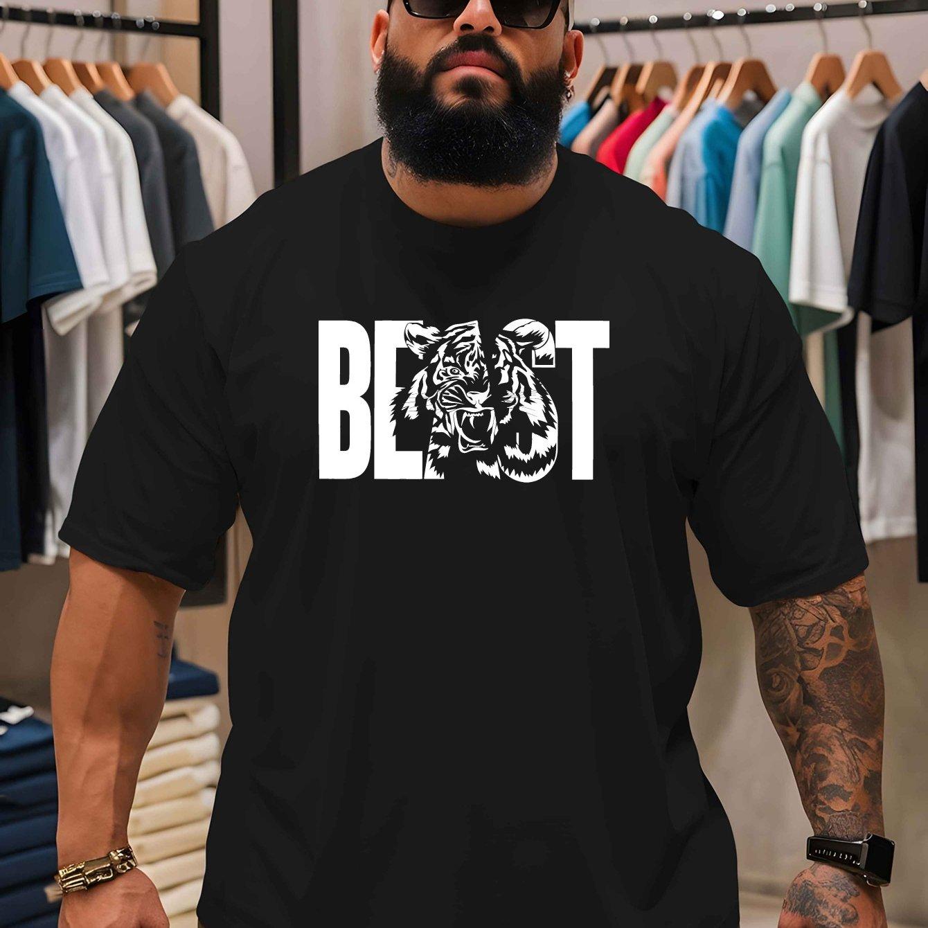 

Tiger graphic pure cotton Tshirt Streetwear Casual Style Men Fitness Muscle Black Shirt - Men s Summer Cotton Graphic Tee S