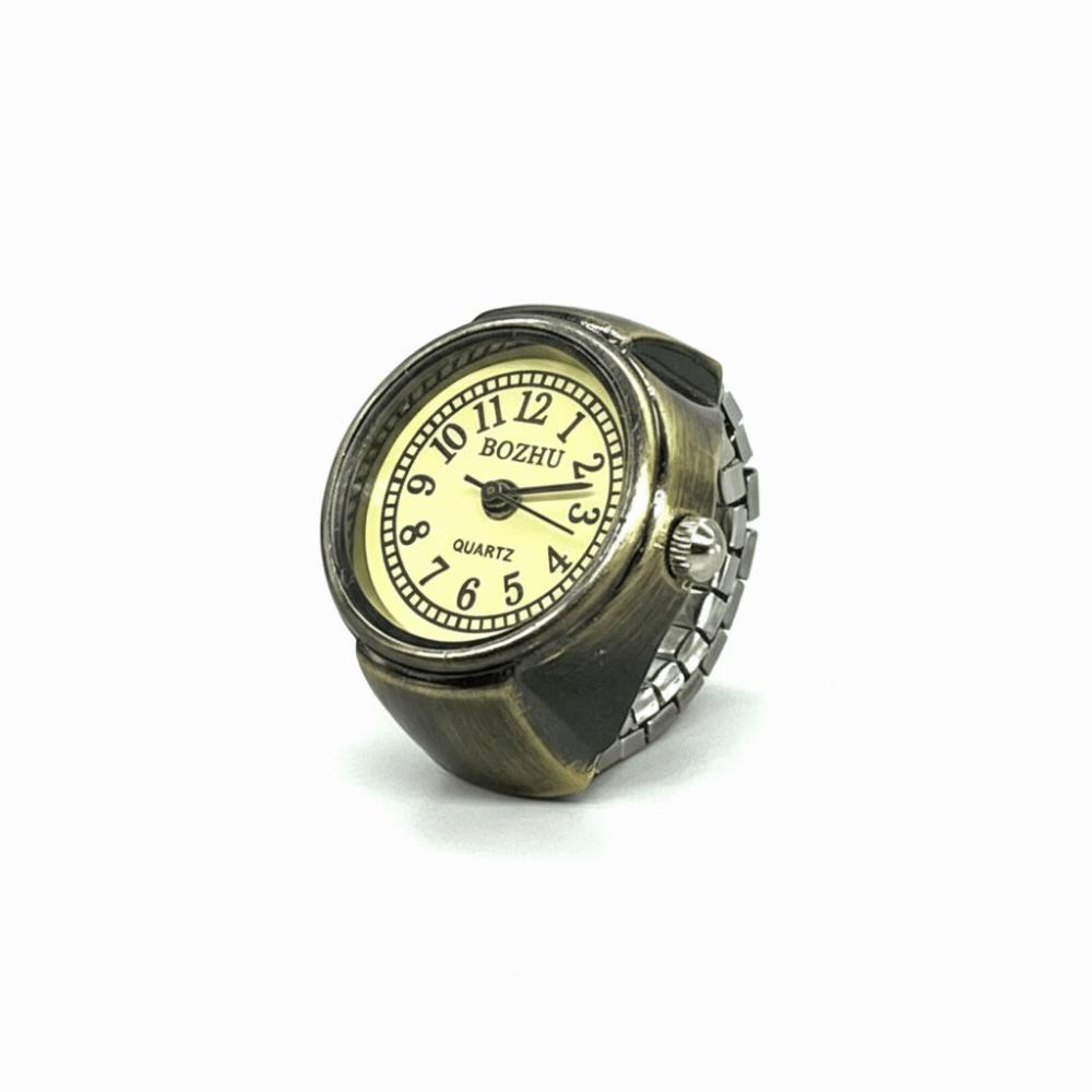 Vielseitige Vintage Fingeruhr Legierung Punk-Stil Ringuhr Elastisches Armband Digitales Display Quarz-Uhr für Männer und Frauen