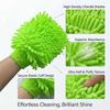Double Layer Wool Blend Vehicle Wash Mitts Superior Dust Absorption Ergonomic Design Safe For Paint Glass Trim