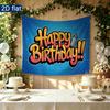 Birthday Celebration Gifts Blue Brick Wall Banner, Blue Polyester Backdrop for Party Decor