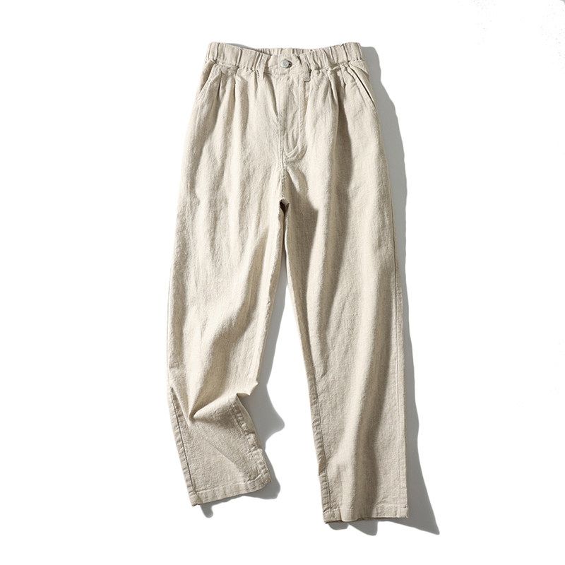 Old Money Style Linen Pants for Men, Summer Thin Loose Straight Cotton-Linen Trousers, Export Men's Clothing, Japanese Casual Long Pants