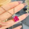 Fashion Light Luxury High Carbon Diamond Pigeon Blood Red Sugar Cube Pendant Perfume Bottle Design Sense Simple Red Corundum Necklace Women