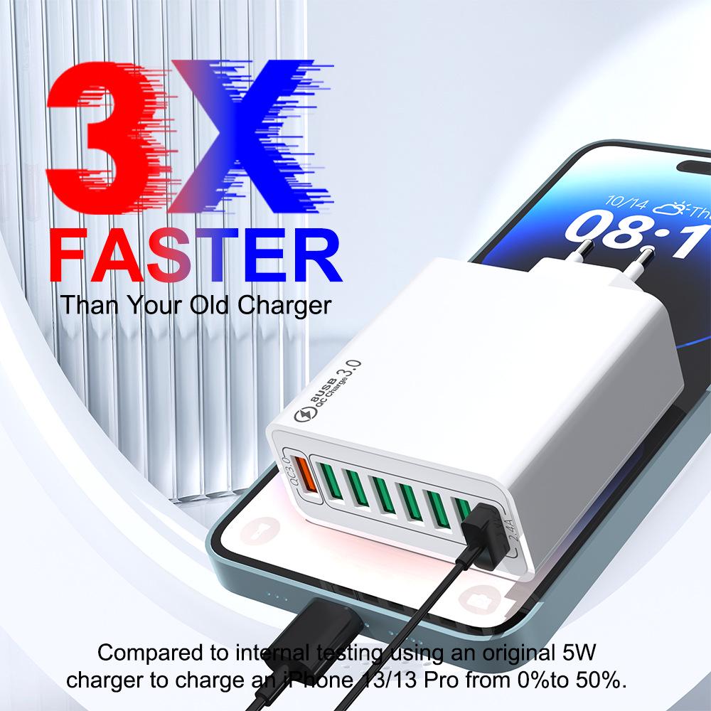 QC3.0 8-Port 30W Multi-USB Fast Charger for Mobile Phones - US/EU/KR Specs, High Power, Colorful Design