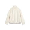 Li Ning Pure Color Zipper Stand Collar Fleece Jacket Women Jackets Off-White AJDU002-3