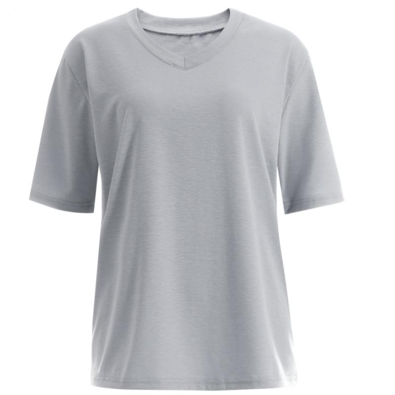 Shop   Women S baSic V Neck Solid ShorT SleeVe T ShirT Beige Dai wSh 1418