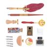 Quill Pen and Ink Set Vintage Elegant Glossy Writting Exquisite Colors   Pen and Ink Set with  ing Wax