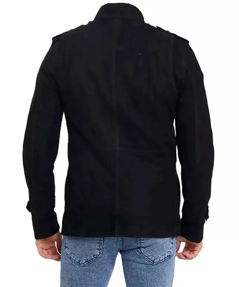 Handmade Jacket Real Warm Coat Shirt New Men's Black Button-Up Genuine Suede Soft Leather