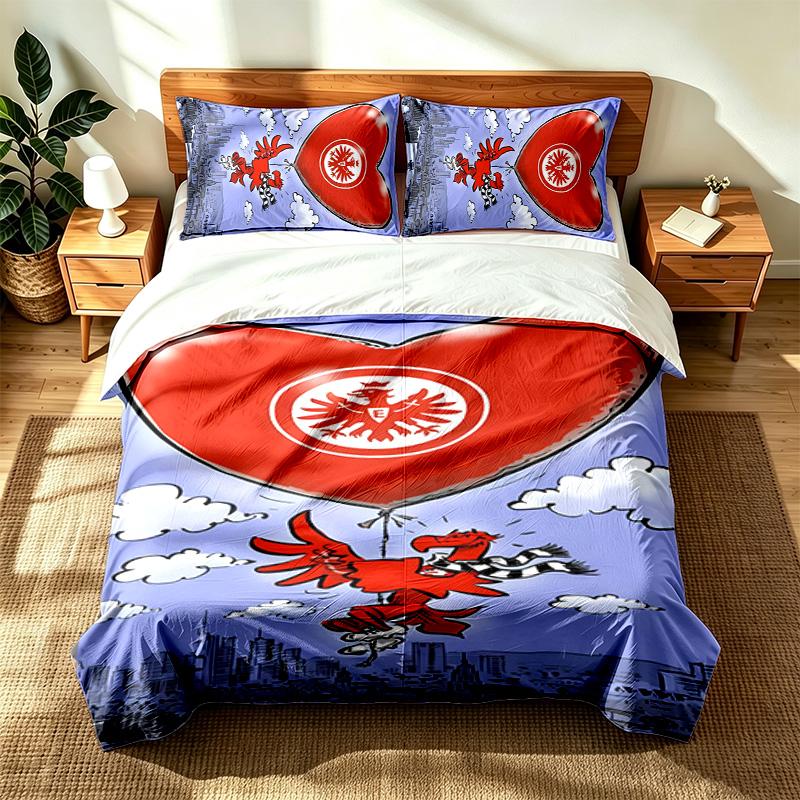 Eintracht Frankfurt (1) 3-teiliges Set geeignet für Schlafzimmer weich und bequem ein ideales Geschenk für Familie und Freunde Enthält einen Bettbezug und zw