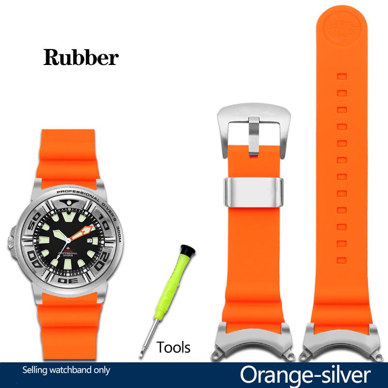 New Rubber Watchband For Citizen BJ8050 BJ8050-08E Stainless Steel Lug Little/Small Monster Modified Silicone Watch Band Strap