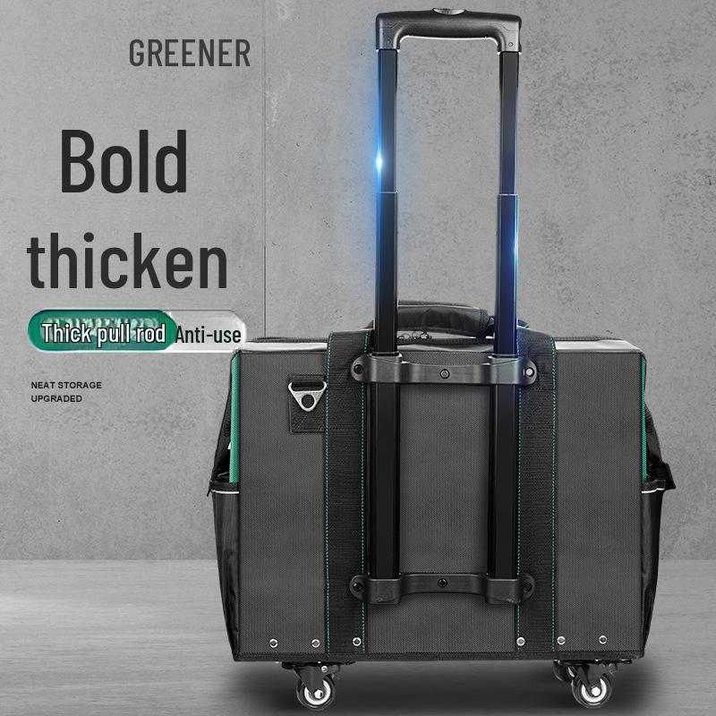 Green Forest Multi-functional Electrician Tool Bag with Wheels - Thickened Iron Bottom for Installation & Maintenance