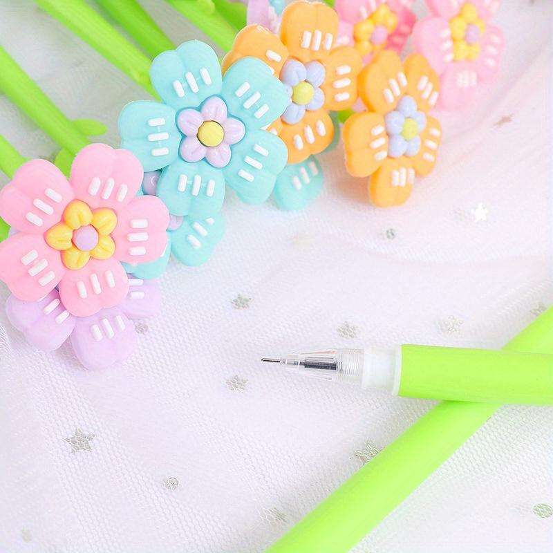 10pcs High-value lines flowers shaking neutral pen black sign pen cartoon creative student fountain pen stationery