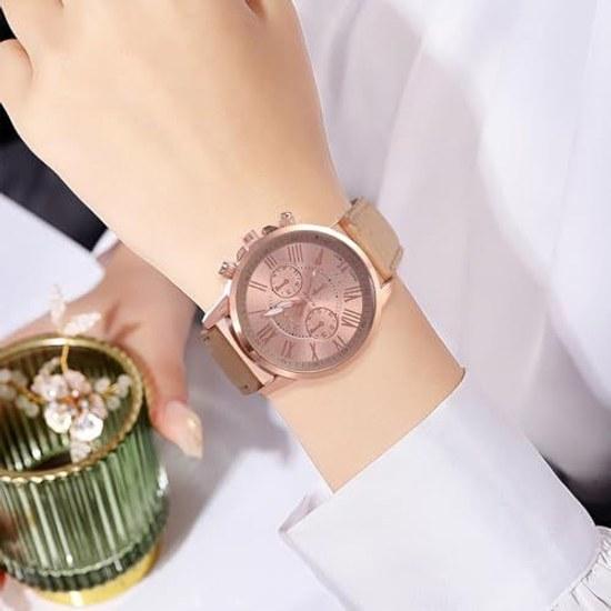 JUJUGEN Chronograph Round Design Analog Watch Fake Leather Belt Fashion Accessory Formal Casual Business Men Women Unisex