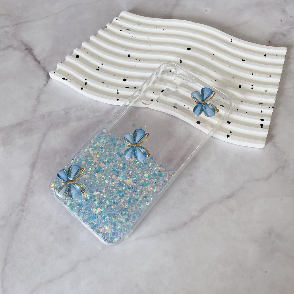 For Samsung Galaxy A55 5G Case Luminous TPU Phone Cover Cute 3D Butterfly Epoxy