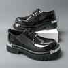 Fashion Men Harajuku Korean Man Leather Shoes Streetwear Fashion Casual Thick Platform Height Increase Metal Leather Wedding Men Loafers
