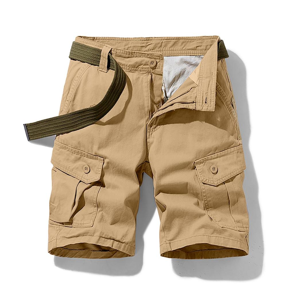 Men's Fashion  Color Multi-Pocket Pants Cotton Shorts Overalls Shorts