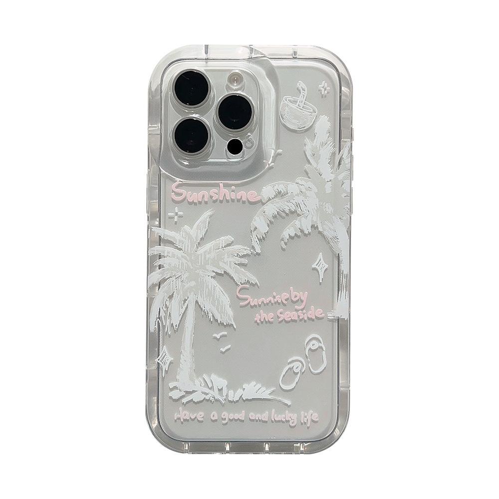 White Coconut Tree Apple 15 Mobile Phone Case IPhone14promax Soft Glue 13/12/11 All-inclusive Anti-fall 16
